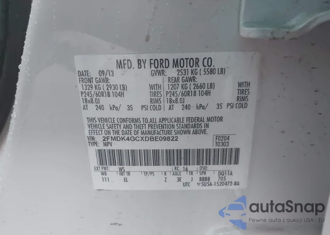 2FMDK4GCXDBE09822: 43304455