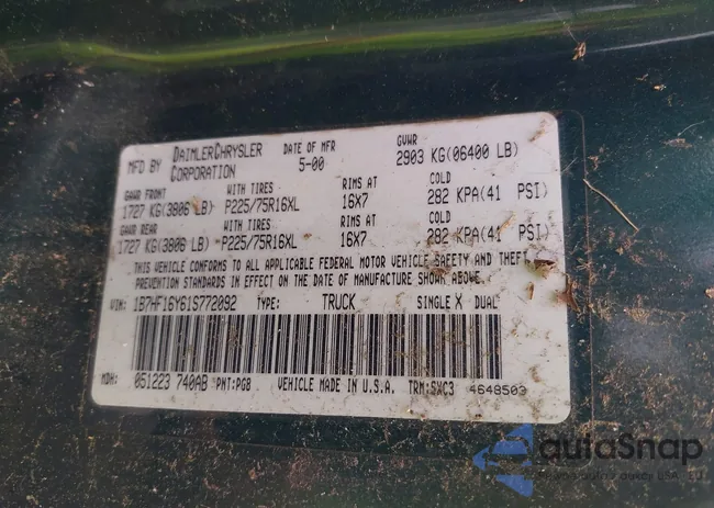 1B7HF16Y61S772092: 43304482