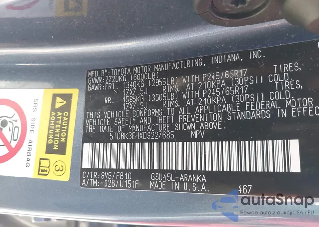 5TDBK3EHXDS227685: 43304484