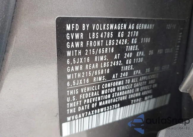 WVGAV7AX9BW533759: 43304518