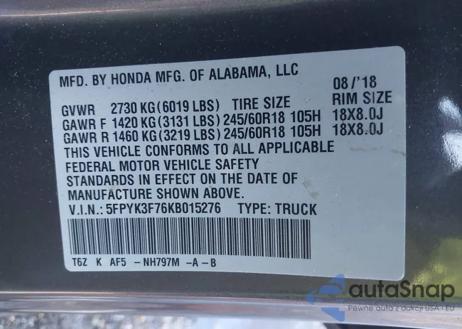 5FPYK3F76KB015276: 43304642