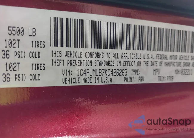 1C4PJMLB7KD426263: 43304668