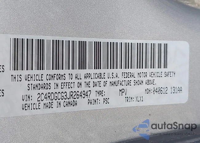 2C4RDGCG3JR264947: 43304681