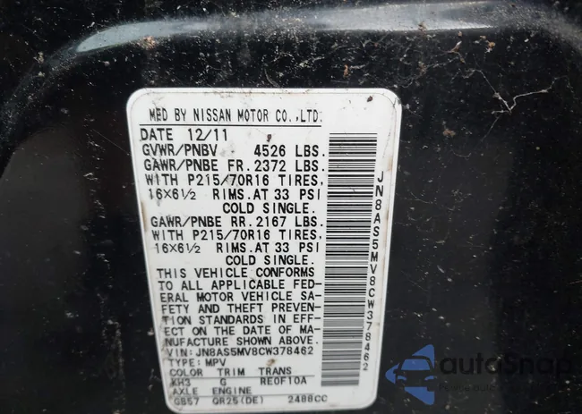 JN8AS5MV8CW378462: 43304707