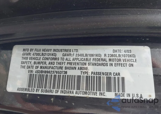 4S3BH896237653738: 43304729