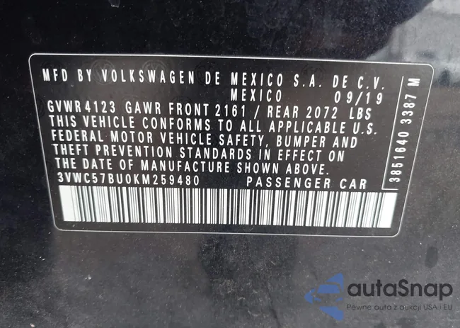 3VWC57BU0KM259480: 43305797