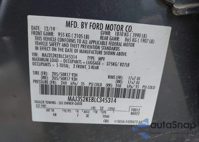 MAJ3S2KE8LC345314: 43305853