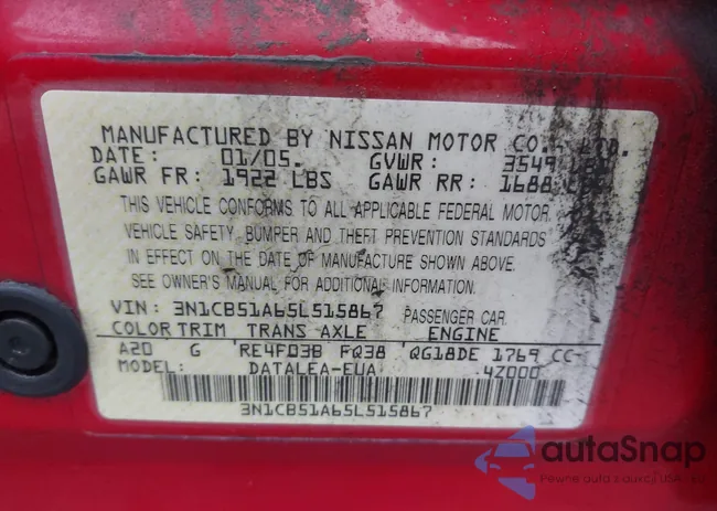 3N1CB51A65L515867: 43305889