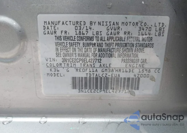 3N1CE2CP9EL427712: 43305894