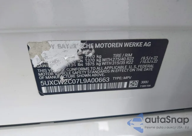 5UXCW2C07L9A00663: 43305900