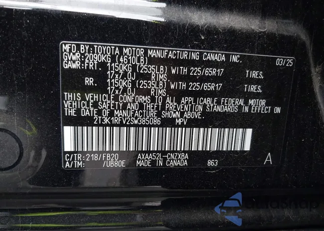 2T3K1RFV2SW385086: 43305936