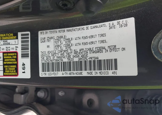 3TYAZ5CN6MT004396: 43305946