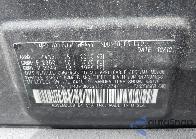 4S3BMBC61D3027401: 43306015