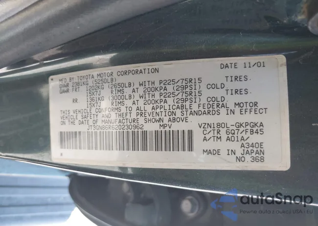 JT3GN86R620230962: 43306026