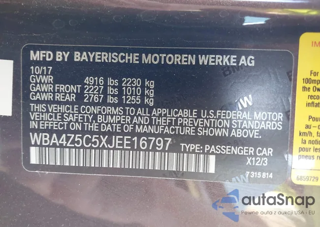 WBA4Z5C5XJEE16797: 43306035