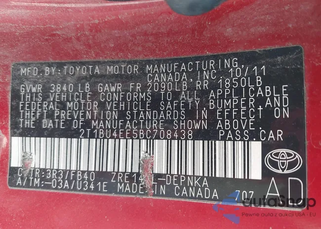 2T1BU4EE5BC708438: 43306044