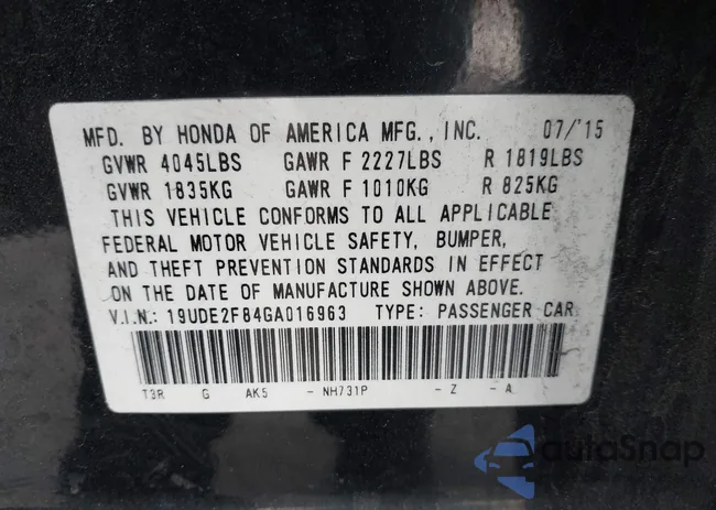 19UDE2F84GA016963: 43306085