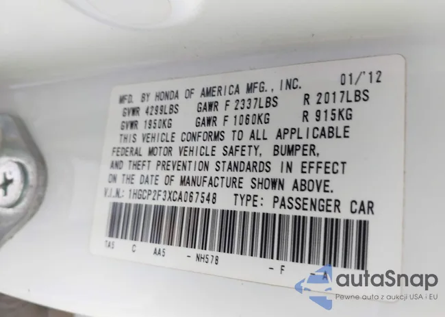 1HGCP2F3XCA067548: 43306113