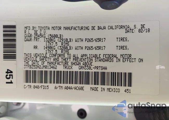 3TMBZ5DN2JM013462: 43306136