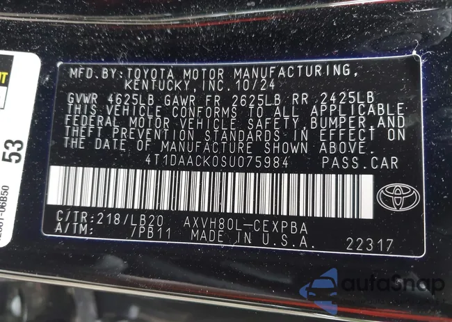 4T1DAACK0SU075984: 43306151