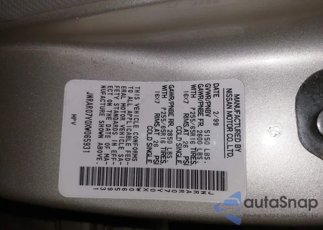 JNRAR07Y0XW065931: 43306162