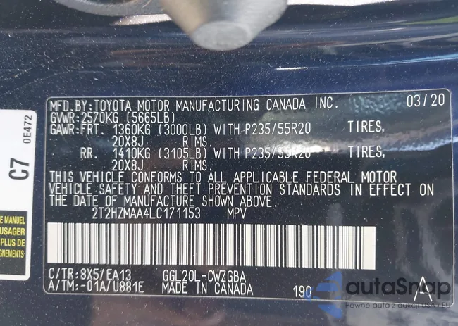 2T2HZMAA4LC171153: 43306306