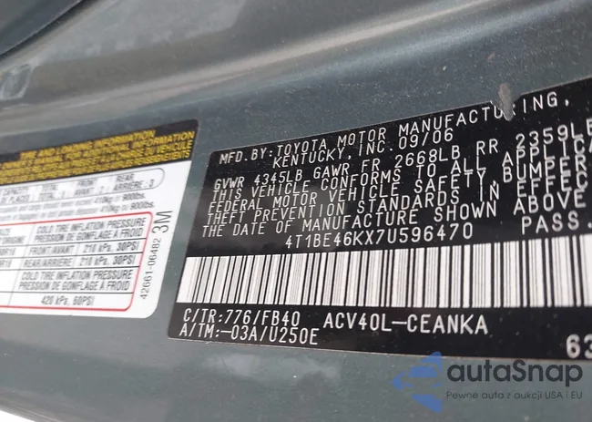 4T1BE46KX7U596470: 43306377