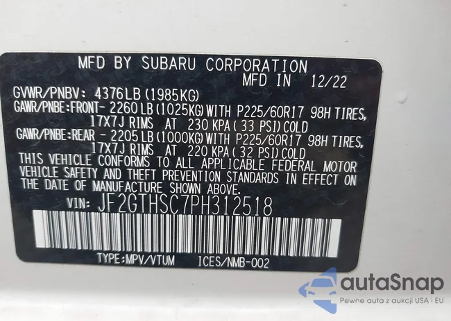 JF2GTHSC7PH312518: 43305419