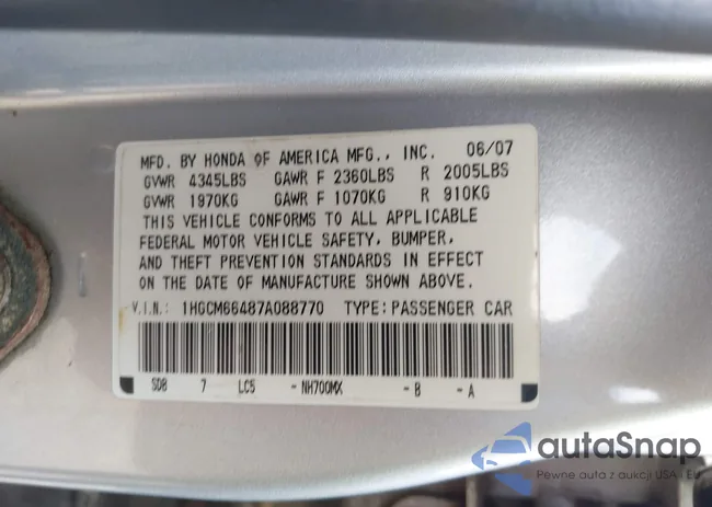 1HGCM66487A088770: 43305425