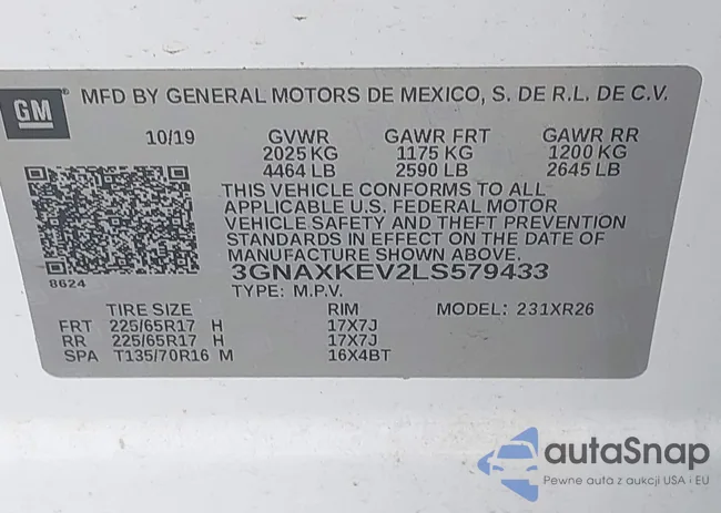 3GNAXKEV2LS579433: 43305431