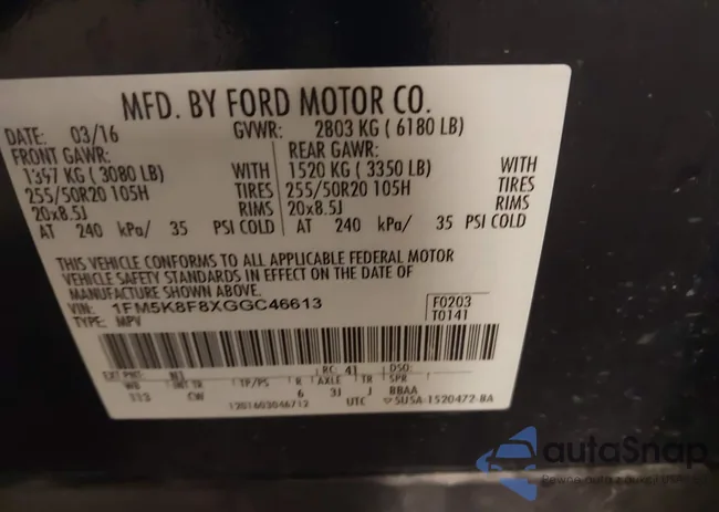 1FM5K8F8XGGC46613: 43305436