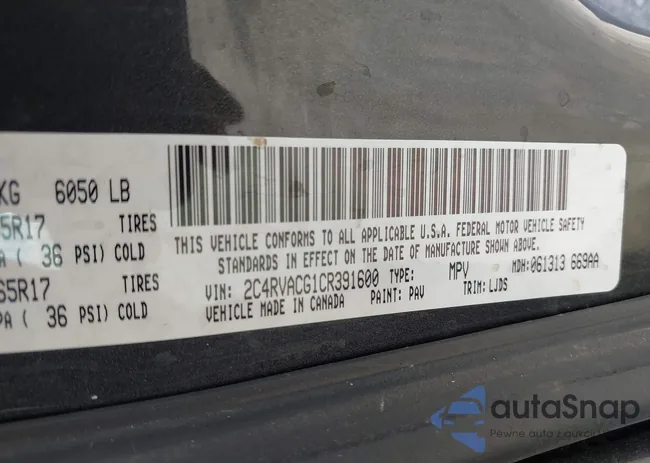 2C4RVACG1CR391600: 43305552