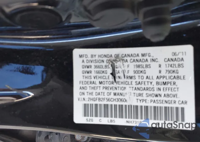 2HGFB2F56CH306060: 43305623