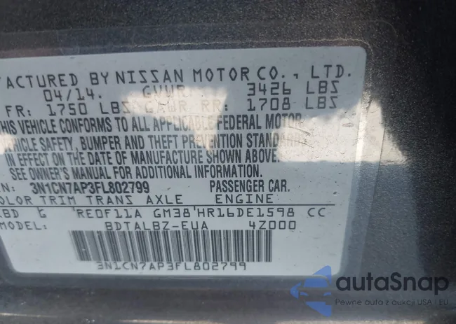 3N1CN7AP3FL802799: 43305631