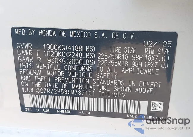 3CZRZ2H58SM782101: 43305730