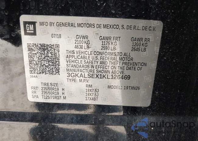 3GKALSEX1KL126469: 43305766