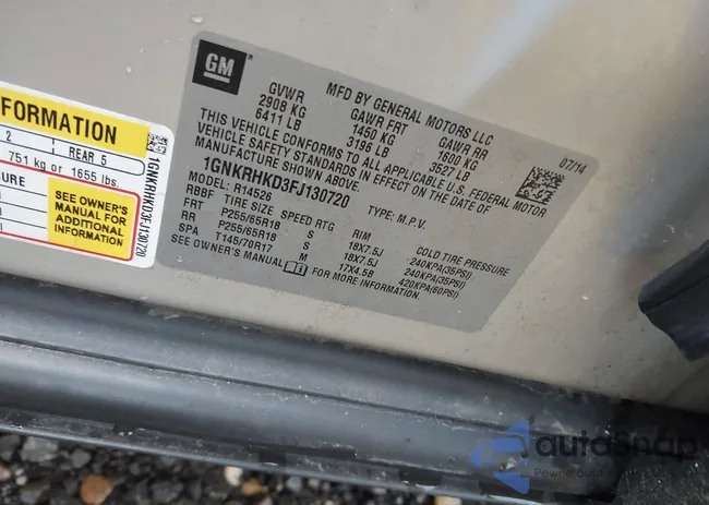 1GNKRHKD3FJ130720: 43306819