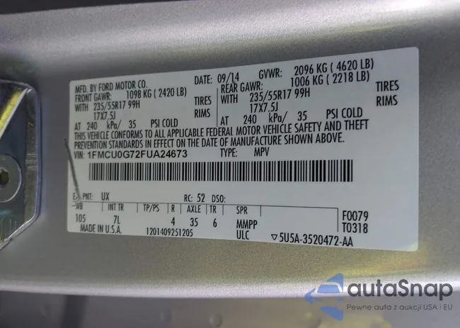 1FMCU0G72FUA24673: 43306898