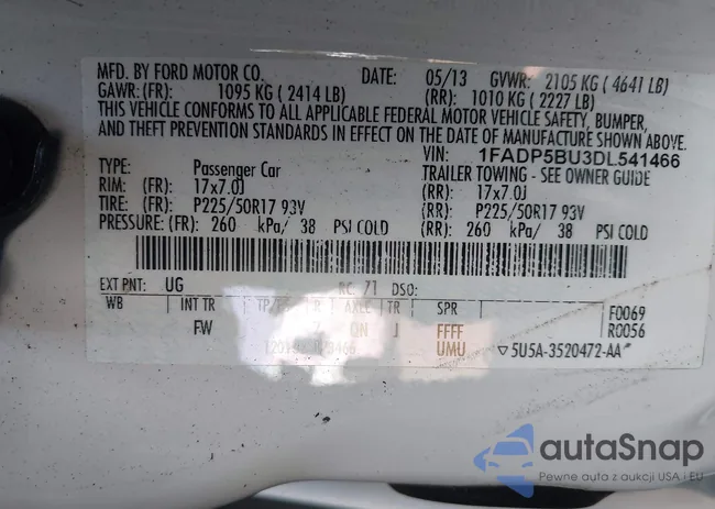 1FADP5BU3DL541466: 43307011