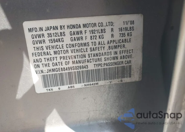 JHMGE88499S026943: 43307332