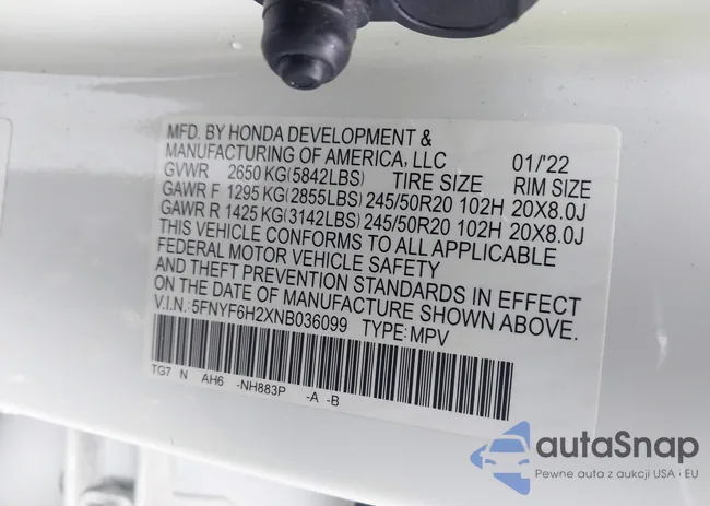 5FNYF6H2XNB036099: 43307349