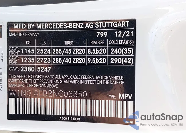 W1N0J8EB2NG033501: 43306399