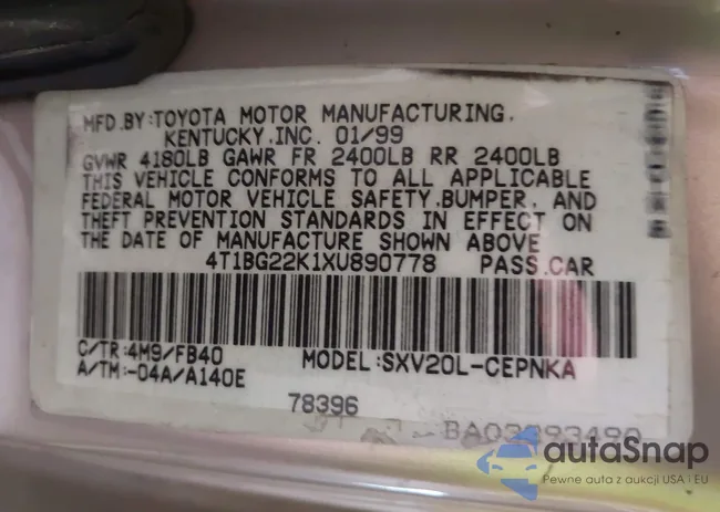 4T1BG22K1XU890778: 43306411