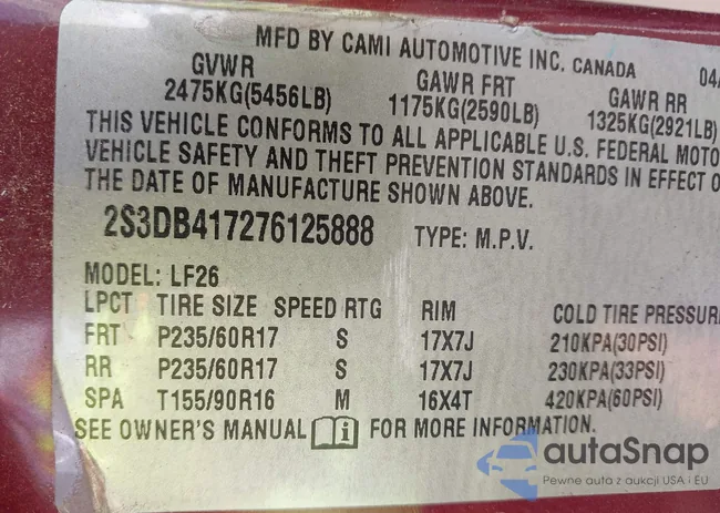 2S3DB417276125888: 43306415