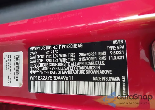 WP1BA2AY5RDA49611: 43306510