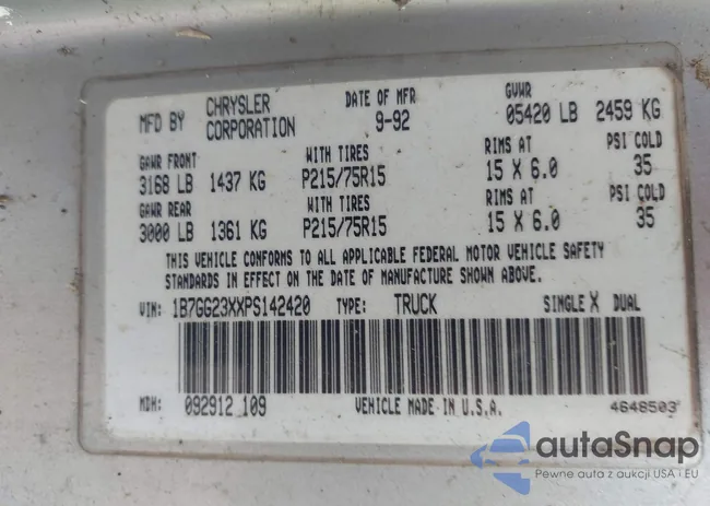 1B7GG23XXPS142420: 43306587