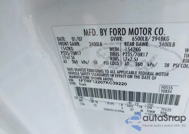 1FTRF12207KC39220: 43306717