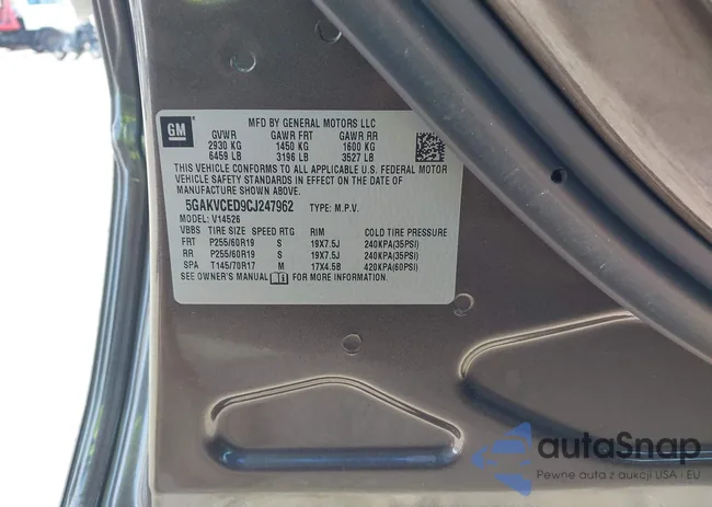 5GAKVCED9CJ247962: 43307754