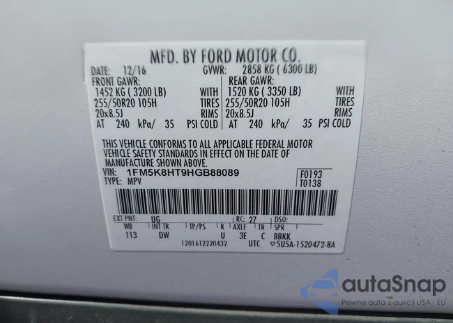 1FM5K8HT9HGB88089: 43307783