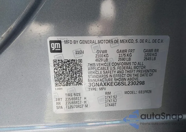 3GNAXKEG6SL230298: 43308000